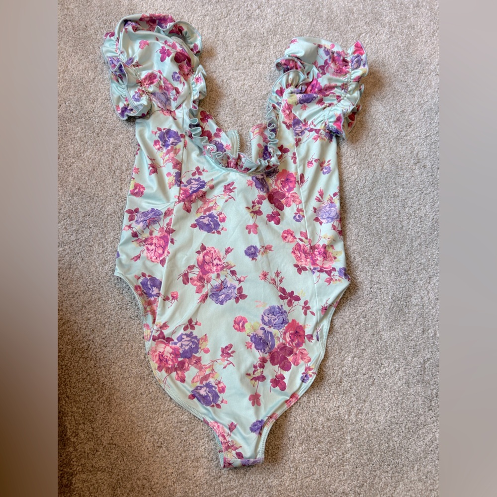 Love Shack Fancy Floral One-Piece Swimsuit - Picture 3 of 4